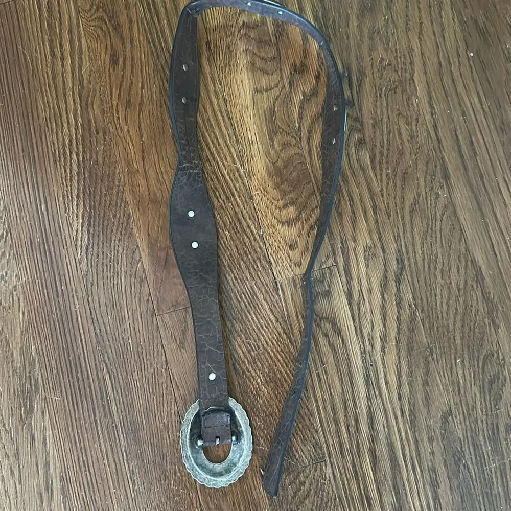 Jessica Simpson Boho Western Brown Belt‎ with Silver Buckle & Silver Conchos